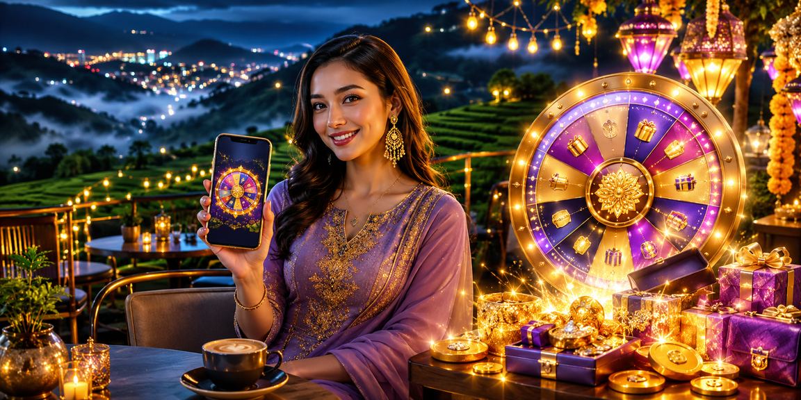 Lucky draw dan loteri popular Malaysia dengan suasana meriah dan penuh warna